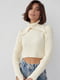 Укорочений светр з рельєфною горловиною та рукавами | 6807309 | фото 8