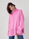 Рожевий трикотажний светр oversize з розрізами з боків | 6807312 | фото 8