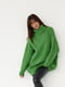 Зелений светр фактурної в'язки з ворсистої пряжі | 6807315 | фото 4