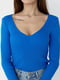 Облягаючий синій пуловер у дрібний рубчик | 6807474 | фото 3