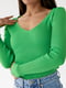 Облягаючий салатовий пуловер у дрібний рубчик | 6807476 | фото 4