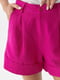 Короткі лляні шорти рожевого кольору з відворотом | 6807499 | фото 4