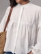 Бавовняна молочна блуза з широкими рукавами на зав'язках | 6807538 | фото 4