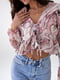 Шифонова блуза пудрового кольору з баскою | 6807556 | фото 4