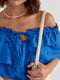 Коротка синя блуза з воланами | 6807558 | фото 2