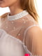 Біла шифонова блуза-плісе, прикрашена намистинами | 6807572 | фото 4
