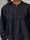Бавовняна чорна блуза на ґудзиках розширеного фасону | 6807574 | фото 4