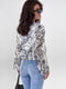 Шифонова блуза абстрактного забарвлення з баскою | 6807575 | фото 2