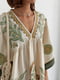 Льняна сукня міні з вишивкою вільного фасону бежева | 6807607 | фото 3