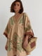 Льняна сукня міні з вишивкою вільного фасону кавова | 6807614 | фото 2