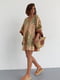 Льняна сукня міні з вишивкою вільного фасону кавова | 6807614 | фото 4