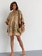 Льняна сукня міні з вишивкою вільного фасону кавова | 6807614 | фото 5