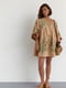 Льняна сукня міні з вишивкою вільного фасону кавова | 6807614 | фото 6