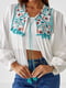 Блуза-накидка з вишивкою молочна | 6807615 | фото 2