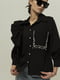 Черная блуза с рюшами и декором из бусин | 6808121 | фото 2