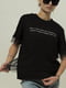 Чорна футболка з сіткою та текстовим принтом | 6808138 | фото 2