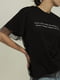 Чорна футболка з сіткою та текстовим принтом | 6808138 | фото 3