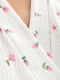 Мусліновий білий халат в принт-тюльпани | 6808592 | фото 6