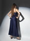 Довга шовкова сукня-комбінація темно-синього кольору | 6808631 | фото 3