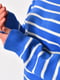 Синій светр з коміром під горло та білою смужкою | 6808751 | фото 4