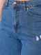 Сині прямі джинси з потертостями | 6808891 | фото 4