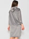 Сірий велюровий халат з капюшоном | 6809029 | фото 3