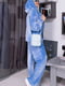 Велюровий блакитний костюм: толстовка та штани | 6809787 | фото 4