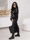 Чорний костюм із еко-шкіри: асиметрична туніка та штани | 6809810 | фото 2