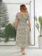 Розкльошена оливкова сукня-міді в квітковий принт | 6809850 | фото 6