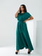 Зелена сукня-максі з атласного шовку з поясом | 6809878 | фото 2