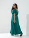 Зелена сукня-максі з атласного шовку з поясом | 6809878 | фото 3