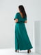 Зелена сукня-максі з атласного шовку з поясом | 6809878 | фото 4