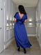 Синя сукня-максі з атласного шовку з поясом | 6809879 | фото 6