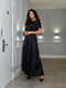 Чорна сукня-максі з атласного шовку з поясом | 6809881 | фото 5