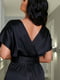 Чорна сукня-максі з атласного шовку з поясом | 6809881 | фото 7