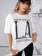 Біла оверсайз футболка з принтом LA | 6809948 | фото 4