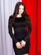 Чорна трикотажна міні-сукня з довими рукавами | 6810019 | фото 3