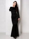 Чорна обтягуюча сукня-рибка в підлогу з довгими рукавами | 6810021 | фото 3