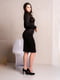 Чорна трикотажна сукня- футляр по коліно з довгими рукавами  | 6810025 | фото 2