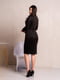 Чорна трикотажна сукня- футляр по коліно з довгими рукавами  | 6810025 | фото 4