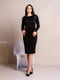 Чорна трикотажна сукня- футляр по коліно з довгими рукавами  | 6810025 | фото 5