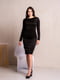 Чорна трикотажна сукня- футляр по коліно з довгими рукавами  | 6810025 | фото 6