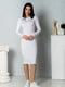 Біла трикотажна сукня- футляр по коліно з довгими рукавами  | 6810126 | фото 4