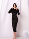 Чорна трикотажна сукня- футляр по коліно з довгими рукавами  | 6810130 | фото 3