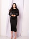 Чорна трикотажна сукня- футляр по коліно з довгими рукавами  | 6810130 | фото 7