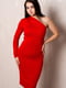 Асиметрична коротка червона сукня на одне плече | 6810134 | фото 2