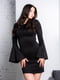 Чорна трикотажна сукня-міні з рукавами-кльош  | 6810138 | фото 2