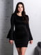 Чорна трикотажна сукня-міні з рукавами-кльош  | 6810138 | фото 4