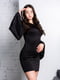 Чорна трикотажна сукня-міні з рукавами-кльош  | 6810138 | фото 5