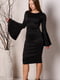 Чорна трикотажна сукня з широкими рукавами-кльош | 6810139 | фото 2